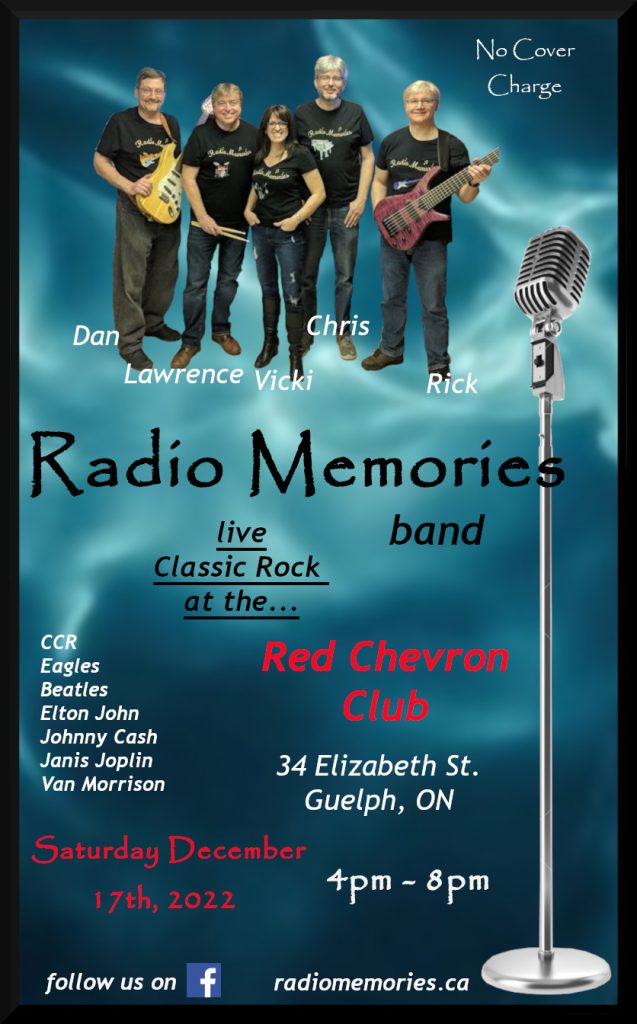 Radio Memories plays the Red Chevron on Saturday December 17th, 4pm to 8pm